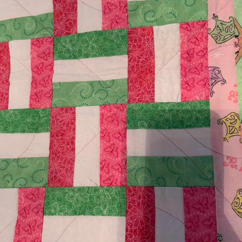 Pink and Green Ballet Slippers Handmade Quilt